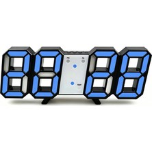 Silabor Dekoratif Dijital LED Masa Duvar Saati 3D Dijital Saat Çalar Saat LED Elektronik Saat Siyah Kasa Mavi Işık