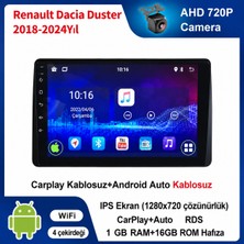 SBAID Dacia Duster 2018-2024 Yıl Uyumlu 1GB Ram 16GB Rom Hafıza Android Kablosuz Carplay Navigasyon Multimedya 10 Inç Ekran Hediye Görüş Kamerası Hediye Çerçevesi