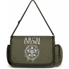 Sevbano Arch Enemy Rock Metal Müzik Grubu Baskılı Unisex Okul, Spor, Ofis Çok Amaçlı Postacı Çantası