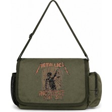Sevbano Metallica Rock Metal Müzik Grubu Baskılı Unisex Okul, Spor, Ofis Çok Amaçlı Postacı Çantası