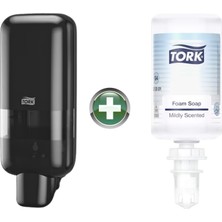 Tork S4 Siyah Sabun ve Dezenfektan Dispenseri 564508 + 1 L Premium Köpük Sabun 520501 Hediyeli