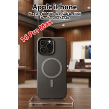 Apple iPhone 16 Pro Max Uyumlu Kılıf Magsafe Wireless Şarj Özellikli Tam Koruma Şeffaf Kapak (Manyetik Kılıf)