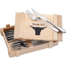 1001 12 Parça Steak Çatal Bıçak Seti, 6 Kişilik, Steak Bıçağı ve Steak Çatalı, Cromargan® Yü