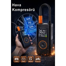 Ecuy Taşınabilir Dijital Ekranlı Şarjlı Hava Kompresörü 150 Psı Araç Lastik Top Bisiklet Şişirme Pompası LED 3 Modlu