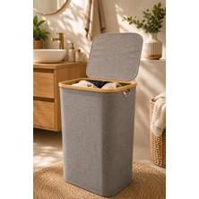 Nokka Kapaklı 75 L Katlanabilir Çamaşır Sepeti, Kirli Sepeti (57X40X30 Cm)