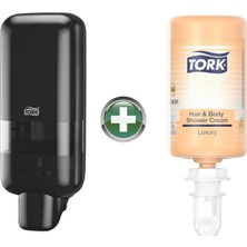 Tork S4 Siyah Sabun ve Dezenfektan Dispenseri 564508 + 1 L Luxury Sabun 424661 Hediyeli
