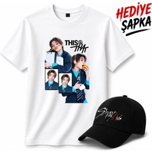 BarsDepo Jeongin Thıs That Tişört, Premıum Kalite Unisex Çocuk / Yetişkin (Şapka Hediyeli)