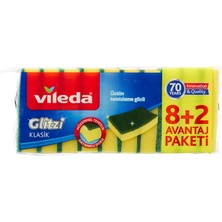 1001 161919 Düz Hijyenik Bulaşık Süngeri, 8+2'li Promosyon Paket, Yeşil
