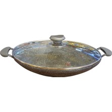 Oms Granit Kavurma Sacı 30 cm Kapaklı Gri