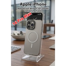 Apple iPhone 16 Pro Max Uyumlu Kılıf Magsafe Wireless Şarj Özellikli Tam Koruma Şeffaf Kapak (Manyetik Kılıf)