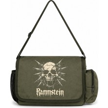 Sevbano Rammstein Rock Metal Müzik Grubu Baskılı Unisex Okul, Spor, Ofis Çok Amaçlı Postacı Çantası