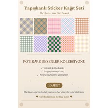 MindPad Studio 10'lu Pötikare, Ekose ve Kareli Arka Plan Desenli Yapışkanlı Çıkartma Kağıt Seti - 10X12 cm Gingham Süsleme Etiketleri Ajanda, Bullet Journal, Scrapbook ve Defter Not Kağıdı