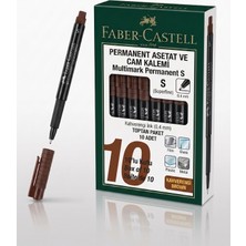 Faber-Castell Permanent Asetat ve Cam Kalemi S Uç (0.4 Mm) Kahverengi - 10 Adet Toptan Paket