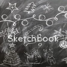 Gndz Home Independently Published Christmas, Chalkboard, Sketch Book 8.25 x 8.25, 160 Pages