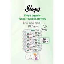 Gndz Home Sleepy 300 Yaprak 6 Al 5 Öde Beyaz Sabunlu Yer Temizlik Havlusu ve Pamuk