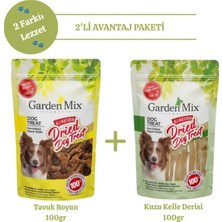 Garden Mix 2'li Avantaj Paketi Tavuk Boyun 100 G + Kuzu Kelle Derisi 100 G Doğal Köpek Ödülü