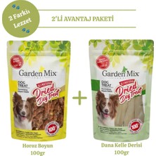 Garden Mix 2'li Avantaj Paketi Horoz Boyun 100 G + Dana Kelle Derisi 100 G Doğal Köpek Ödülü