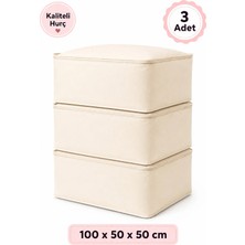 Arkhelais Yorgan Hurcu Battaniye Hurcu Battal Boy Hurç Kıyafet Saklama Hurcu Krem 100x50x50 cm 3’lü Set