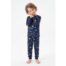 Little Pumpkin Uzay Temalı Erkek Çocuk Mevsimlik Pijama Takımı
