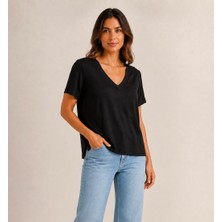 Asl Woman Kadın V Yaka Kısa Kollu Tshirt