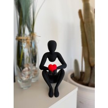 Cello Design Kalbimi Sana Verdim Dekoratif Figür - Kırmızı Kalpli Modern Heykel