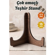 212toyzz 5'li Ceviz Ahşap Çerçeve Tabak Kitap Fotoğraf Çerçevesi Standı Sergi Seti 15CM