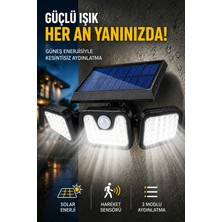 Ecuy Solar Bahçe Aydınlatma 74 LED Hareket Sensörlü 3 Modlu Güneş Enerjili Dış Mekan Duvar Lambası Su Geçirmez