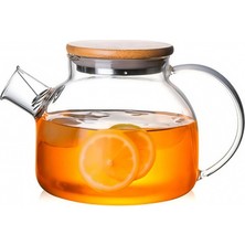 Go İthalat Ibico I22-133 Bambu Kapaklı Metal Iç Yüzeyli Cam Demlik 1000 Ml.