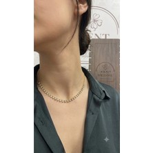 Bymiel Gold Renk Sıralı Sallantılı Zirkon Taşlı Kadın Kolye