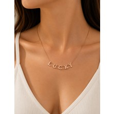 Bymiel Rose Gold 316L Paslanmaz Çelik Harf Kolye – Lucky Model