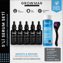 Growman Serum 50 ml X5 + 1 Tuzsuz Şampuan Dermaroller Tarak Hediyeli Set – 150 Günlük Yoğun Bakım