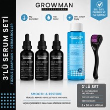 Growman Serum 50 ml X3 + 1 Tuzsuz Şampuan+ Dermaroller Tarak Hediyeli Set – 70 Günlük Yoğun Bakım