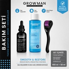 Growman Serum 50 ml + Tuzsuz Şampuan + Dermaroller Tarak Hediyeli Set – Yoğun Bakım