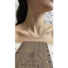 Bymiel Gold Renk Ince Zirkon Taşlı Su Yolu Kadın Kolye