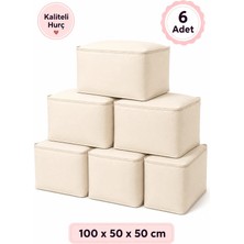 Arkhelais Yorgan Hurcu Battaniye Hurcu Battal Boy Hurç Kıyafet Saklama Hurcu Krem 100x50x50 cm 6’lı Set
