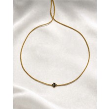 Femenino Lak Kaplama Gold Yonca Uçlu Şans Choker Kolye - Kararma Yapmaz