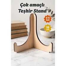 212toyzz 5 Adet Akça Ahşap Çerçeve Tabak Ayağı Standı Teşhir Sergi Ayak 15CM