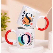 Kırmızı Halka Kulplu Kişiye Özel Tasarlana Bilir Porselen Kupa Bardak - 2'li Set