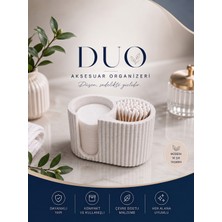 Tulpar Mekanik Pamukluk Q-Tip Kulak Çubuğu Organizeri Dekoratif Banyo Makyaj Düzenleyici Mermer Desen