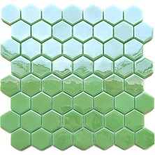 MozaiKristaL Yaşam Alanlarının Tüm Yüzeyleri Için 38X5MM Hegzagonal Adaçayı Yeşili 30X30CM Fileli Cam Mozaik.