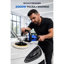 SCHUTZENGER SV-2000W Elektirikli Polisaj Makinesi Devir Ayarlı 6 Kademeli 180MM Pasta Cila Makinesi Pro Mavi Alman