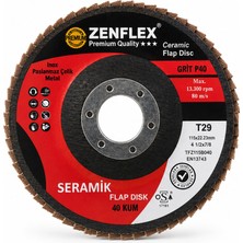 Zenflex Seramik Flap Disk Zımpara 115 mm | 40-60-80 Kum | 10 Adet | Profesyonel Metal Zımpara