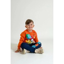 Morbella Erkek Çocuk Kışlık Renkli Baskılı Sweatshirt 2 Li Eşofman Takım