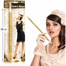 Hace Bazaar 30 cm Altın Gold Payetli Sigara Tutacağı – 1920’LER Gatsby Parti Aksesuarı (4887)