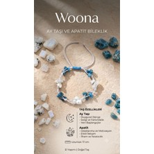 Woona Doğal Kırık Ay Taşı & Apatit Taşı Iletişim & Motivasyon Bilekliği Unisex- 17 cm El Yapımı Ayarlanabilir Özel Tasarım Premium Doğal Taş Bileklik