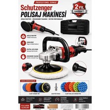 SCHUTZENGER PX17 Devir Ayarlı Polisaj Makinesi Bakır Sargı 12 Parça Ped Seti 2000W 180MM Profesyonel Kırmızı 7c3