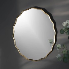 Dalgalı Oval Duvar Dekor Aynasıkonsol Aynası/dekor Aynası Gold 60 x 90