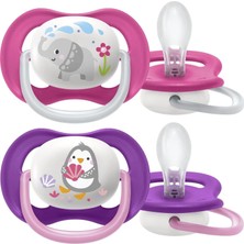 Philips Avent Ultra Air Emzik, Kız Bebekler Için 6-18 Ay, 2'li Paket, Ortodontik Silikon, Geniş H