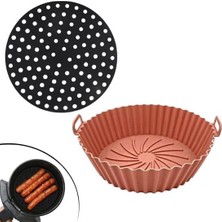 Siyah Silikon Fırın ve Airfryer Yuvarlak Model 23 cm ve Vizon Pişirme Matı 20 cm