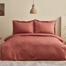 UNIQ%100 Pamuk Çift Kişilik Saten Nevresim Takımı Terracota